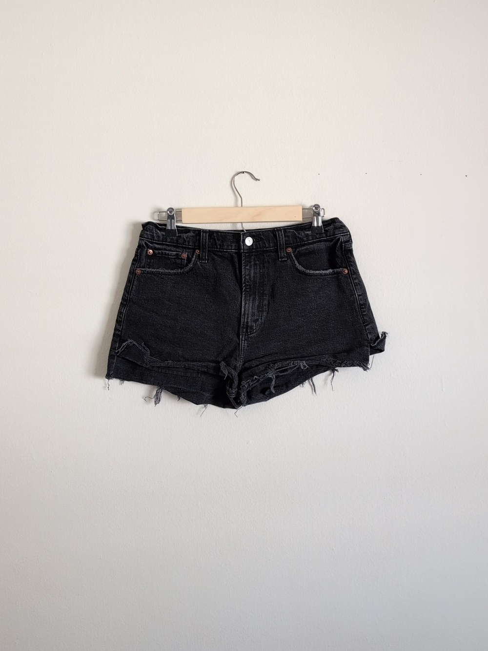 Abercrombie Black Distressed Denim Shorts